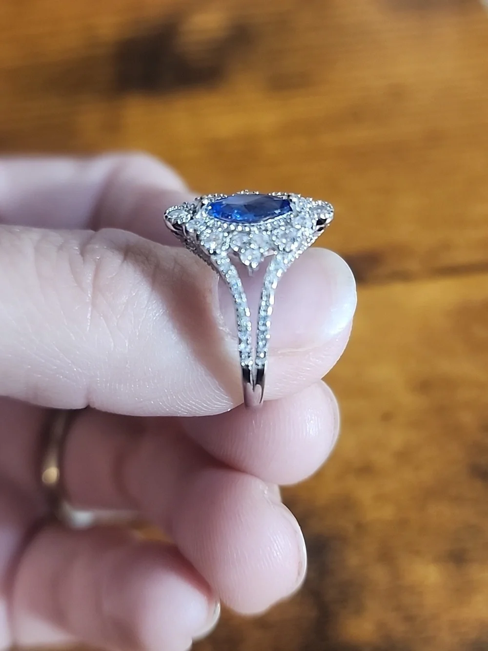 FP Baby Blue S925 Sterling Silvery Ring For Ladies, Gorgeous High-Grade Elegant